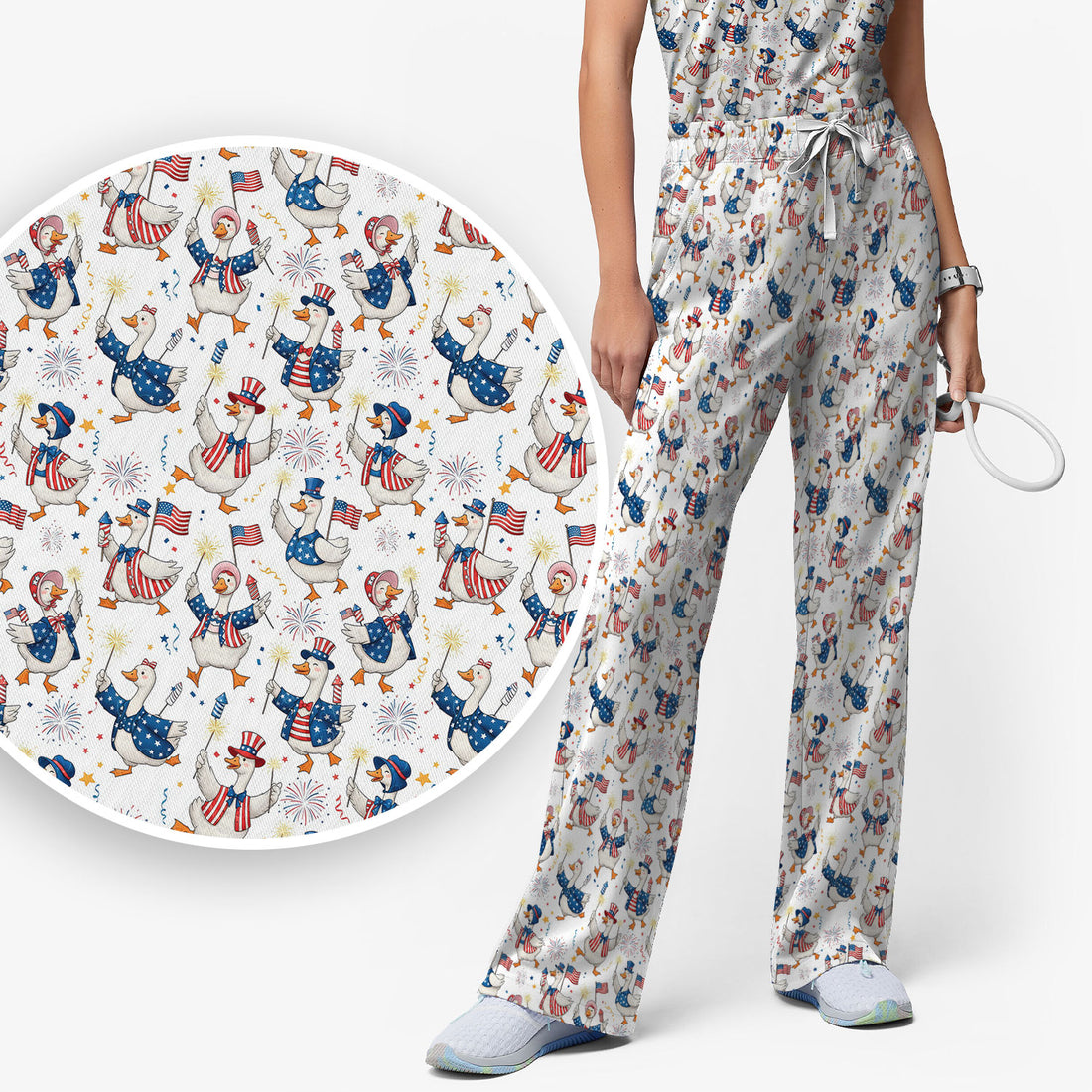 Goose America Medical Print Scrub Set, Breathable Fabrics Nursing Uniform