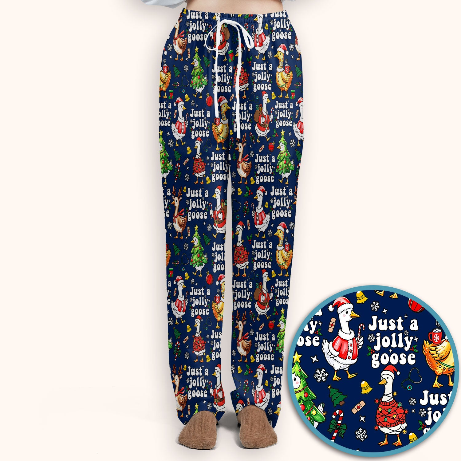 Just a Jolly Goose Funny Christmas Scrub Set - Holiday Medical Uniform for Nurse - Santa Goose Pants and Top