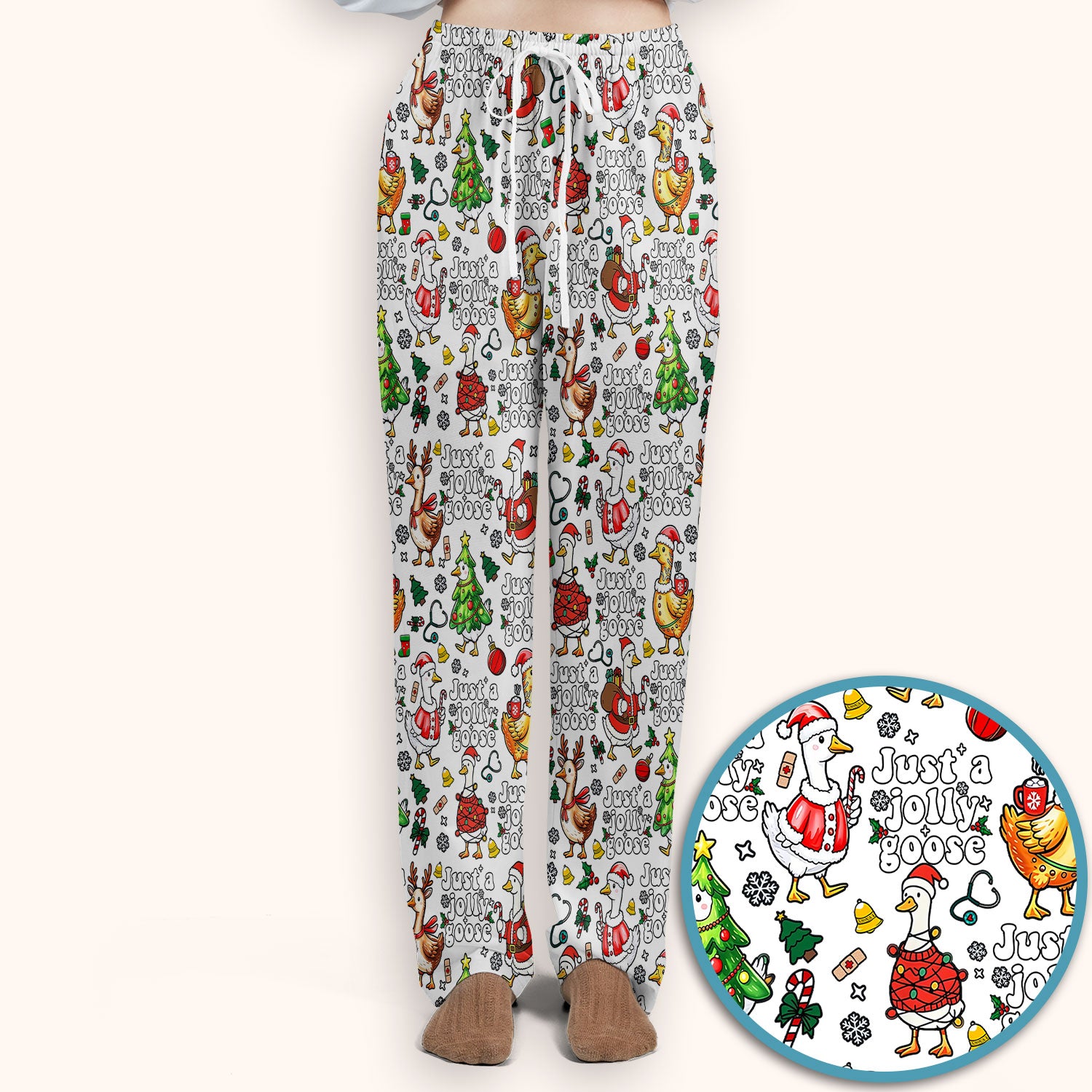 Just a Jolly Goose Funny Christmas Scrub Set - Holiday Medical Uniform for Nurse - Santa Goose Pants and Top