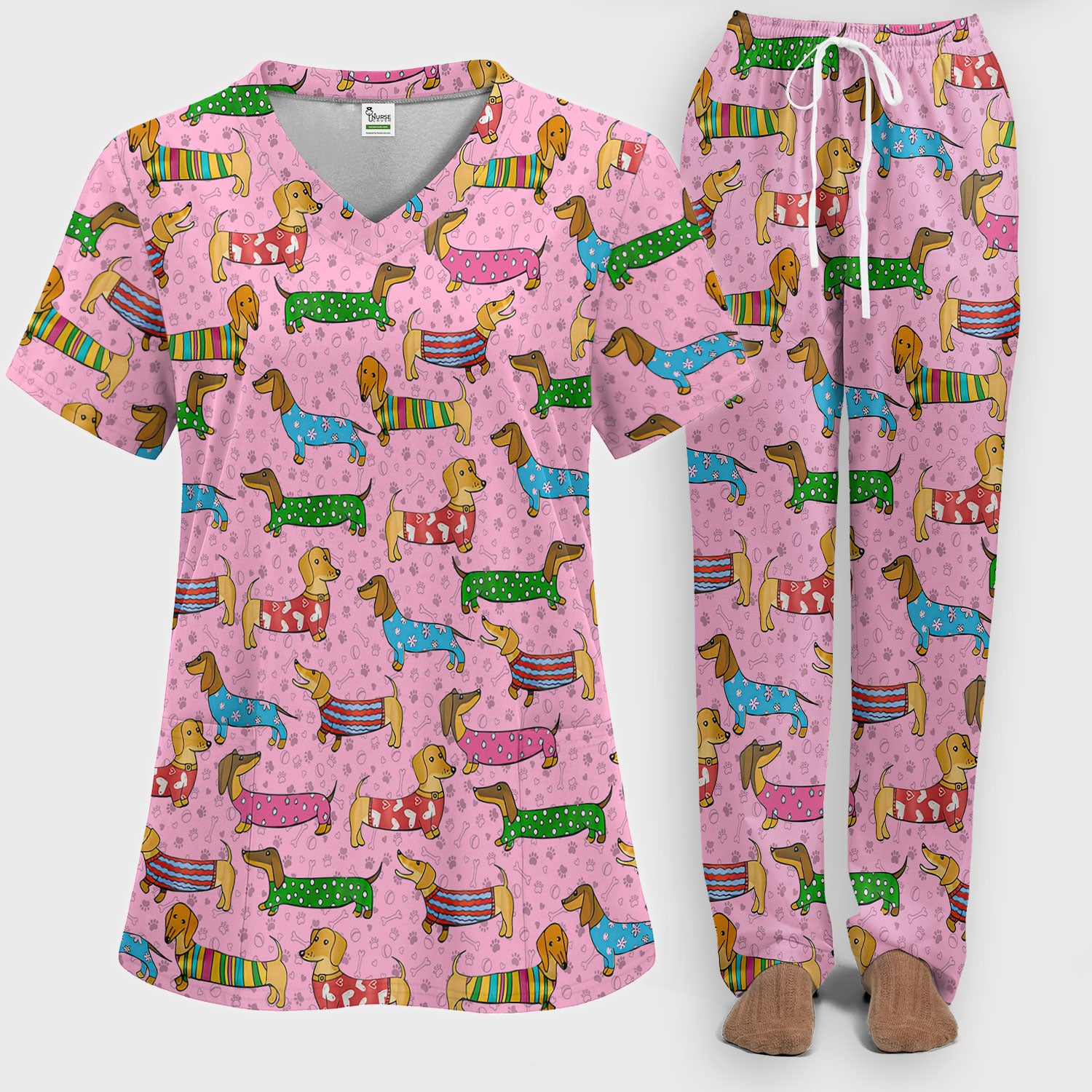 Doxin Nursing Scrub Pants - Weiner Dog Scrubs Set - It's Been A Long Day Dachshund Sweater - Medical Uniform Gift for Women