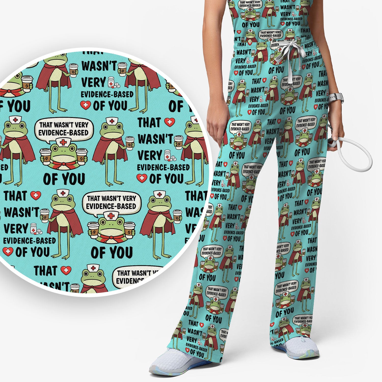 Funny Frog Nurse Quote Medical Pattern, Women's Scrub Set