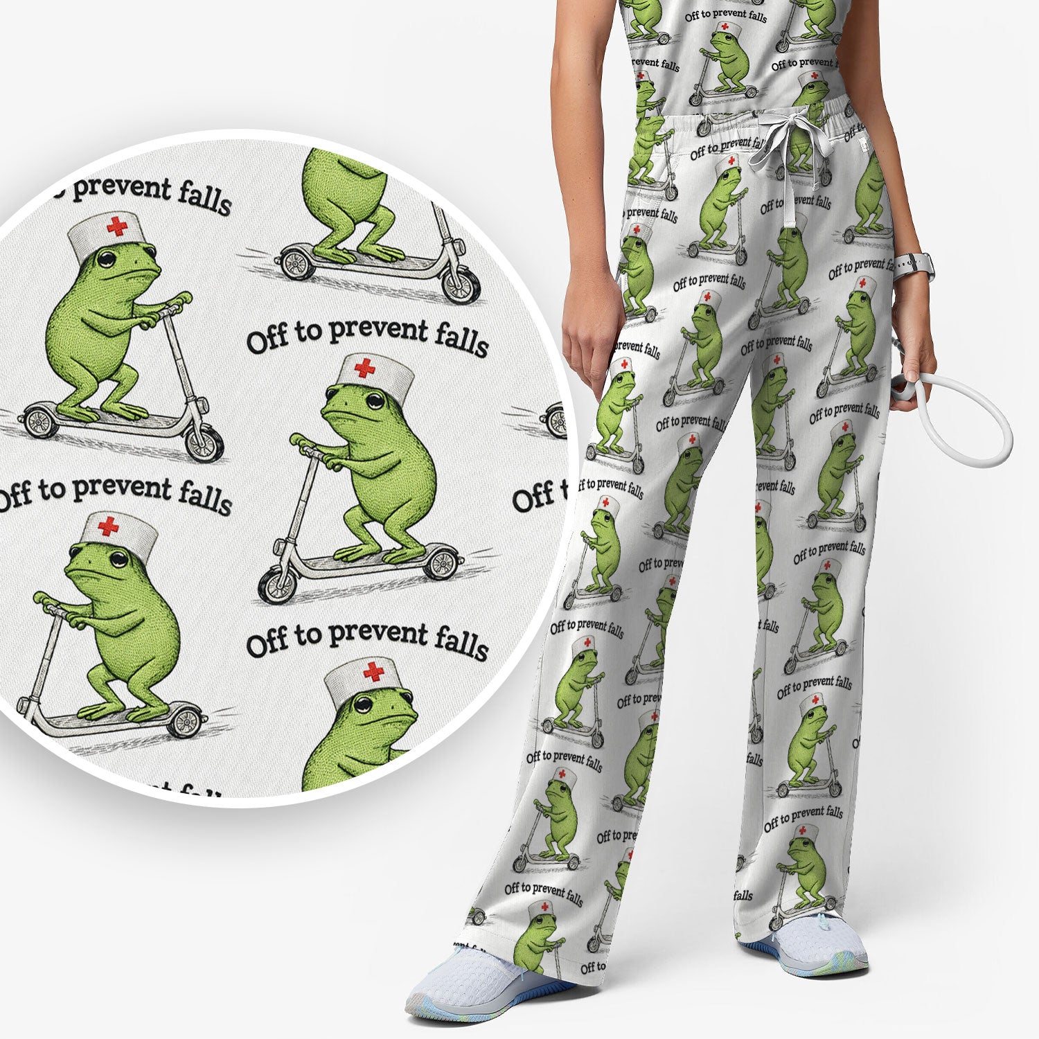 Funny Nurse Scrub Set, Off To Prevent Falls Nursing Shirt, Breathable Fabrics Nursing Uniform