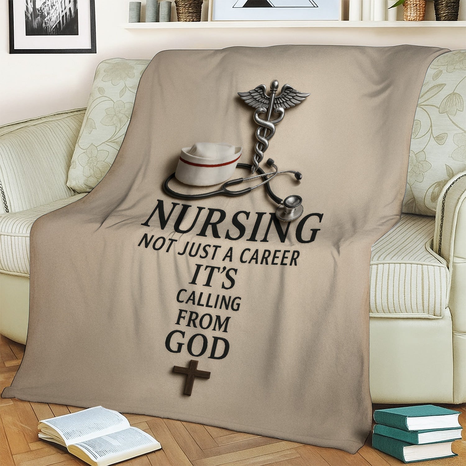 Christian Nurse Blanket - Faith-Based Throw Blanket for RN CNA LPN - Nursing Is a Calling from God Gift Idea