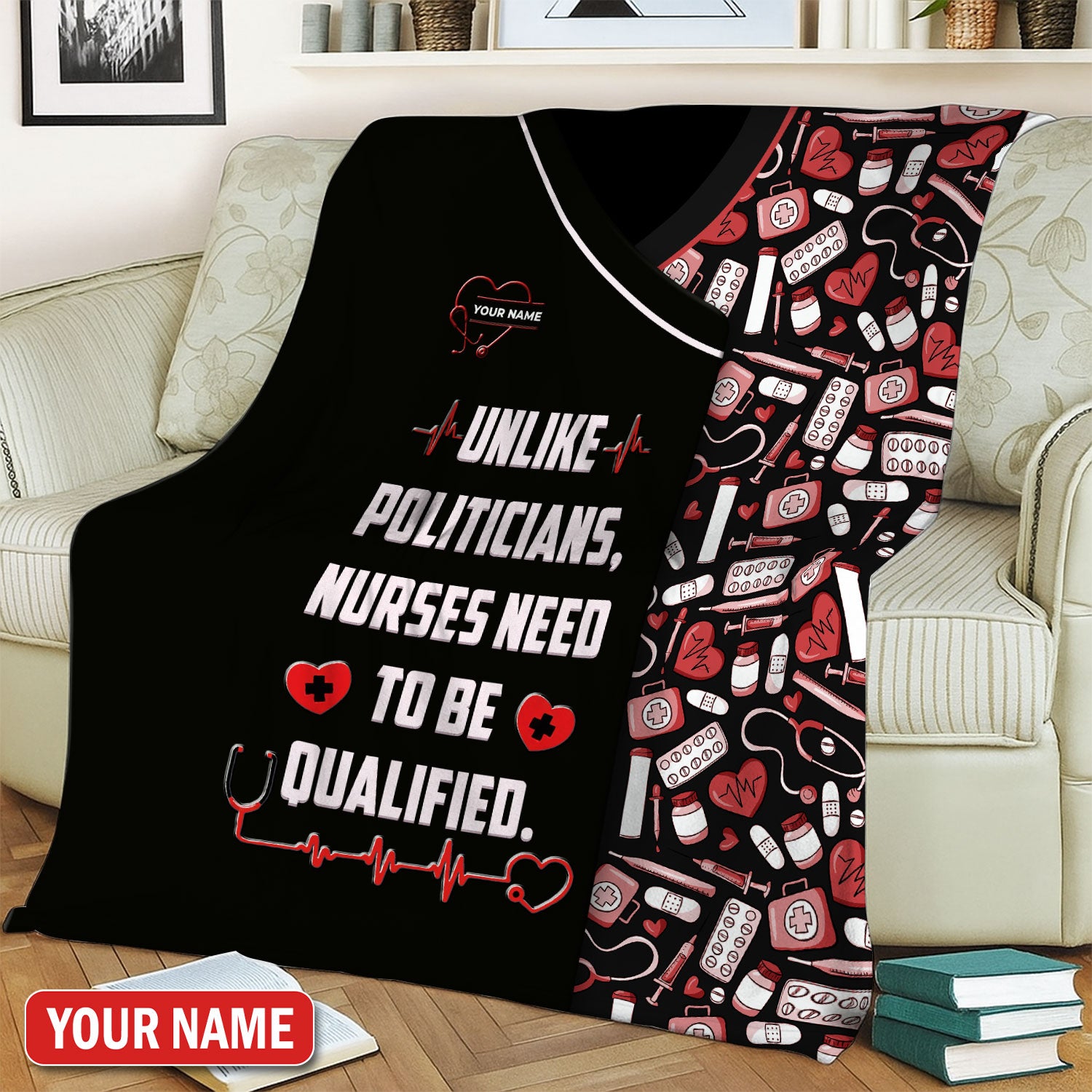 Personalized Funny Nurse Graphic Blanket, Custom Name Need To Be Qualified Nurse Blanket, Blankets For Nursing