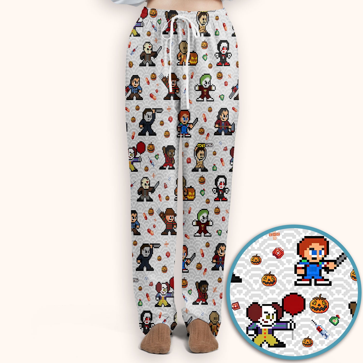 Halloween Women's Scrub Sets - Comfortable Scrubs for Nurses - Horror Movie Scrub Pants and V Neck Top - Breathable Med Uniform