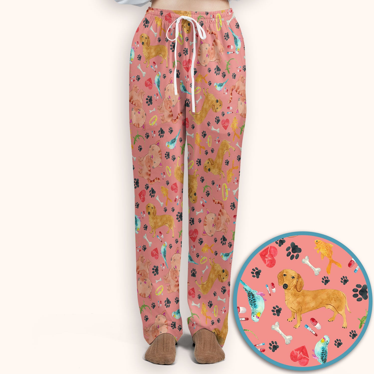 Cat Dog Veterinary Scrub Set - Cute Animal Paw Print Medical Pants and V Neck Top for Women RN CNA Vet Tech