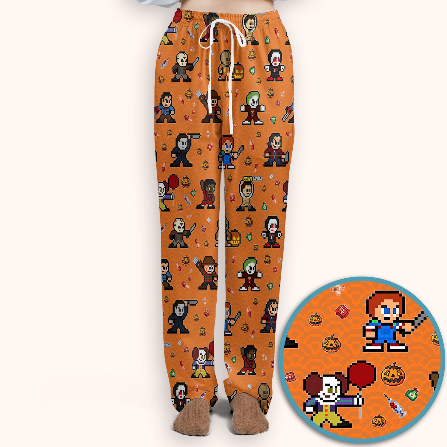 Halloween Women's Scrub Sets - Comfortable Scrubs for Nurses - Horror Movie Scrub Pants and V Neck Top - Breathable Med Uniform