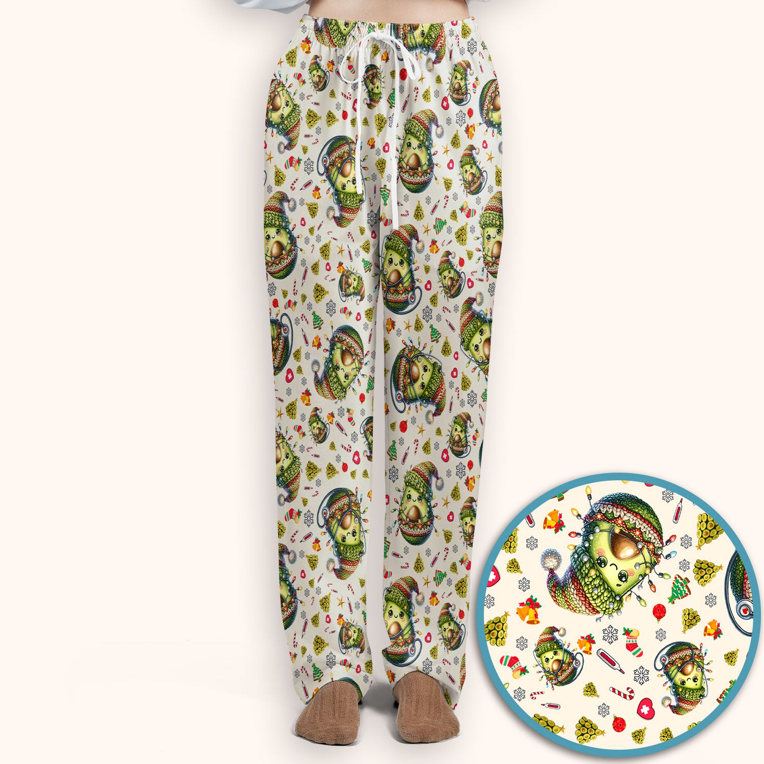 Avocado Scrub Set for Nurse - Funny Christmas Nursing Pants and V Neck Top - Cute Holiday Medical Uniform