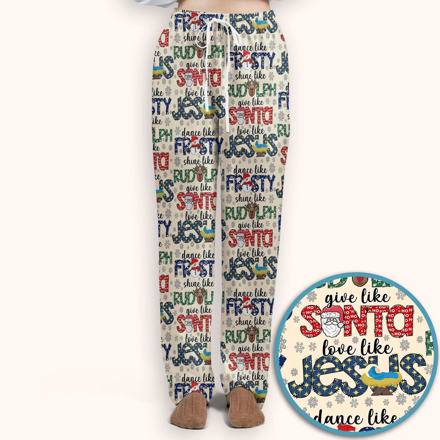 Christmas Rudolph  Women's Scrub Sets - Dance Like Frosty Shine Like Rudolph Give Like Santa Love Like Jesus - Holiday Med Uniform
