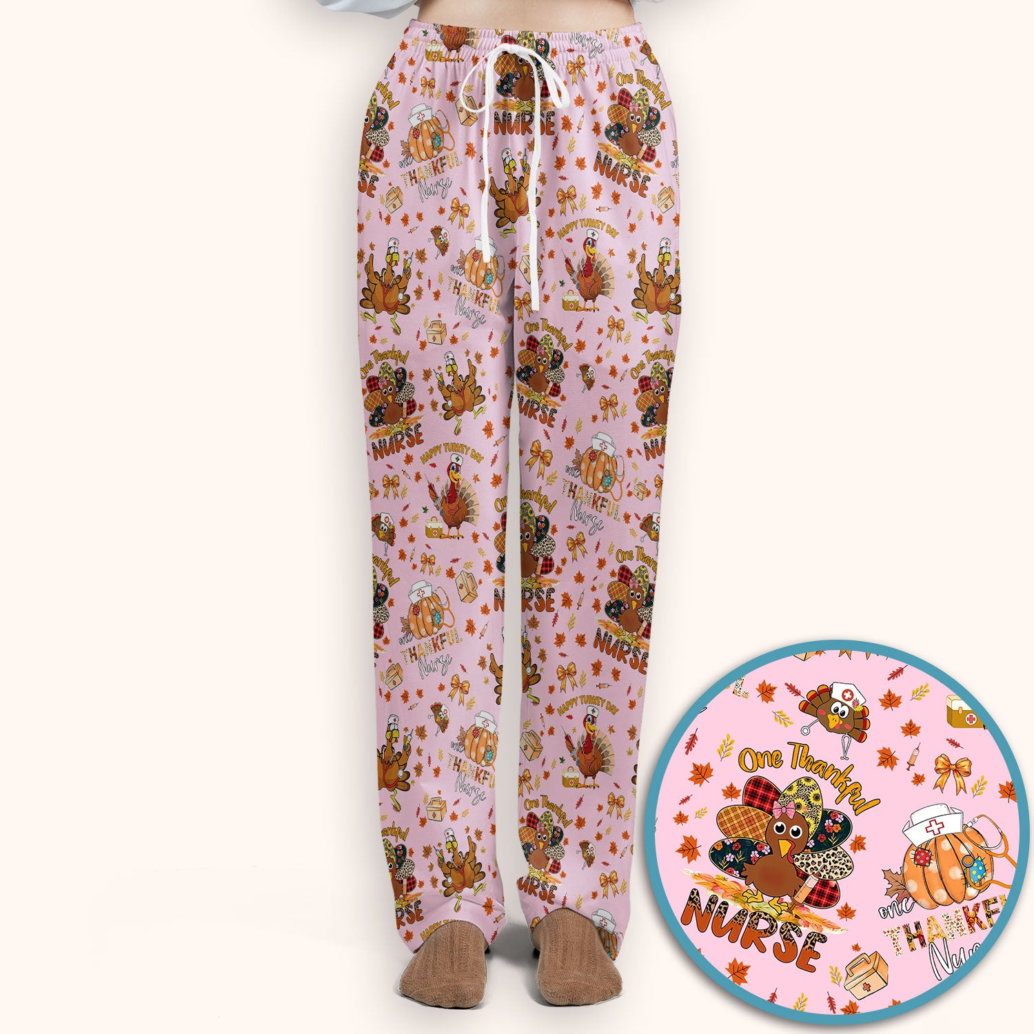 Thanksgiving Nurse Fall Scrub Sets for Women - Cute Turkey and Pumpkin Scrubs Pants and V Neck Top - Autumn Med Gift for Her