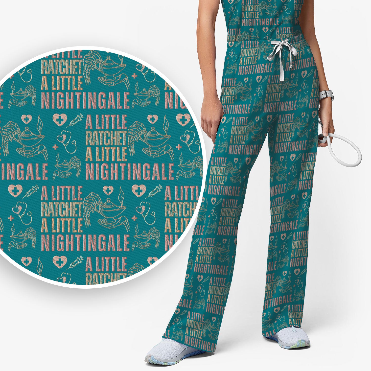 A Little Ratchet A Little Nightingale Women's Scrub Set, Breathable Med Uniform