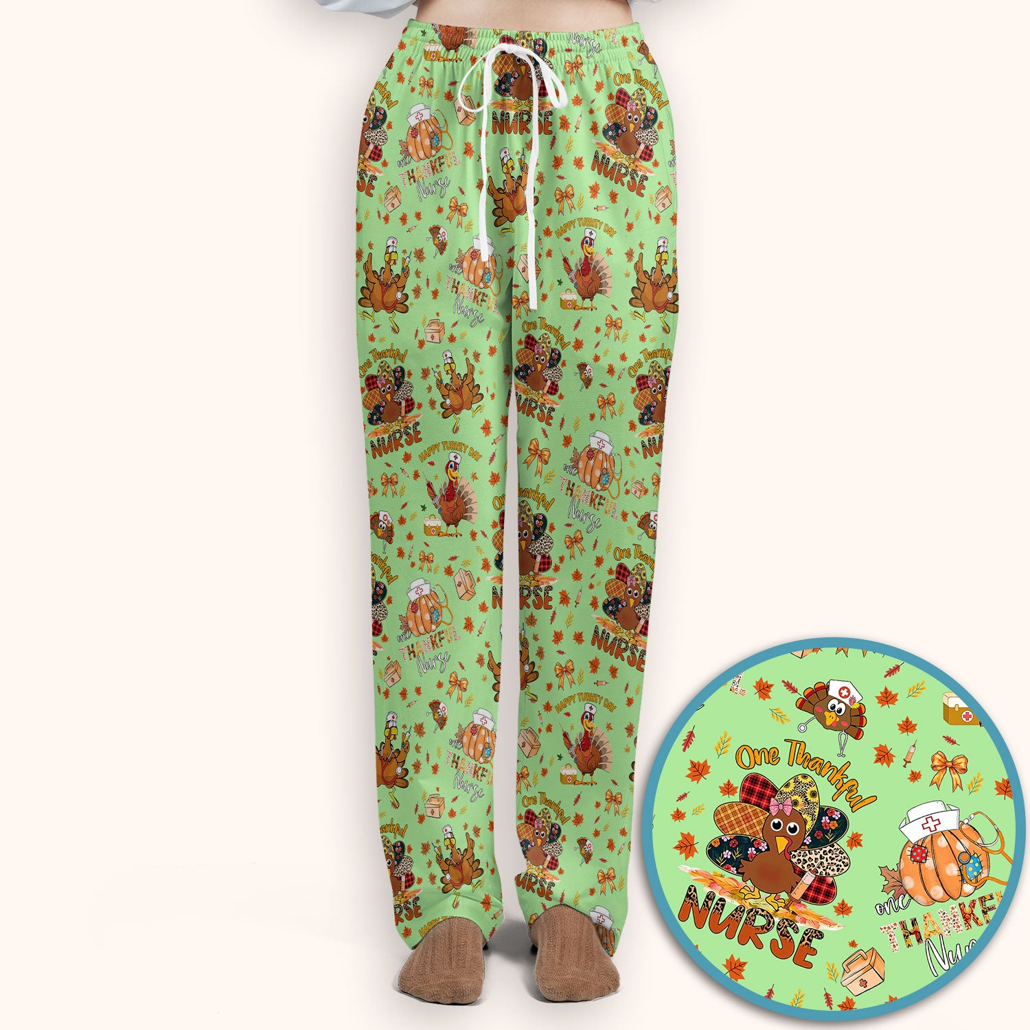 Thanksgiving Nurse Fall Scrub Sets for Women - Cute Turkey and Pumpkin Scrubs Pants and V Neck Top - Autumn Med Gift for Her