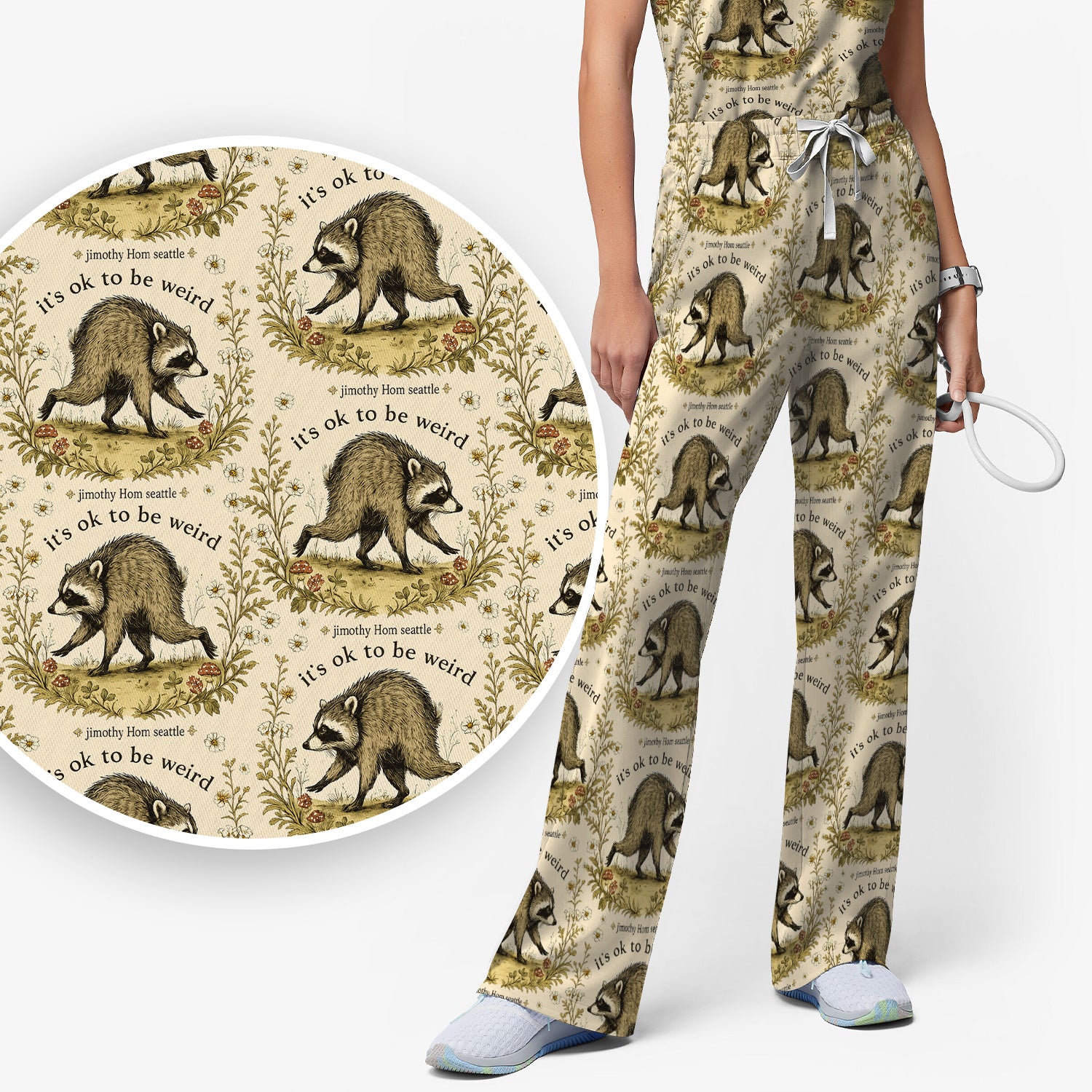 It's OK To Be Weird with Jimothy Scrub Set, Scrub Pants and V Neck Top