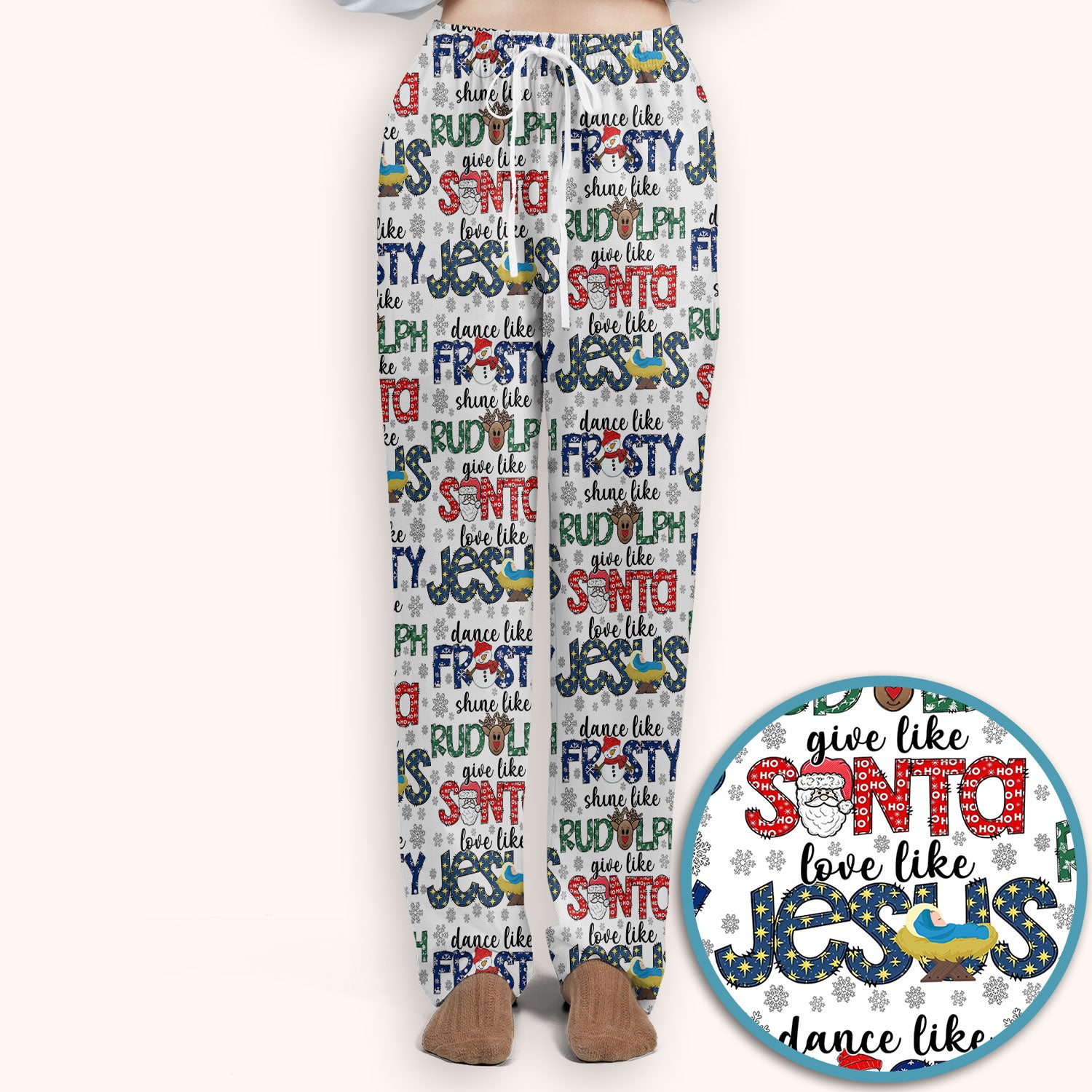 Christmas Rudolph  Women's Scrub Sets - Dance Like Frosty Shine Like Rudolph Give Like Santa Love Like Jesus - Holiday Med Uniform