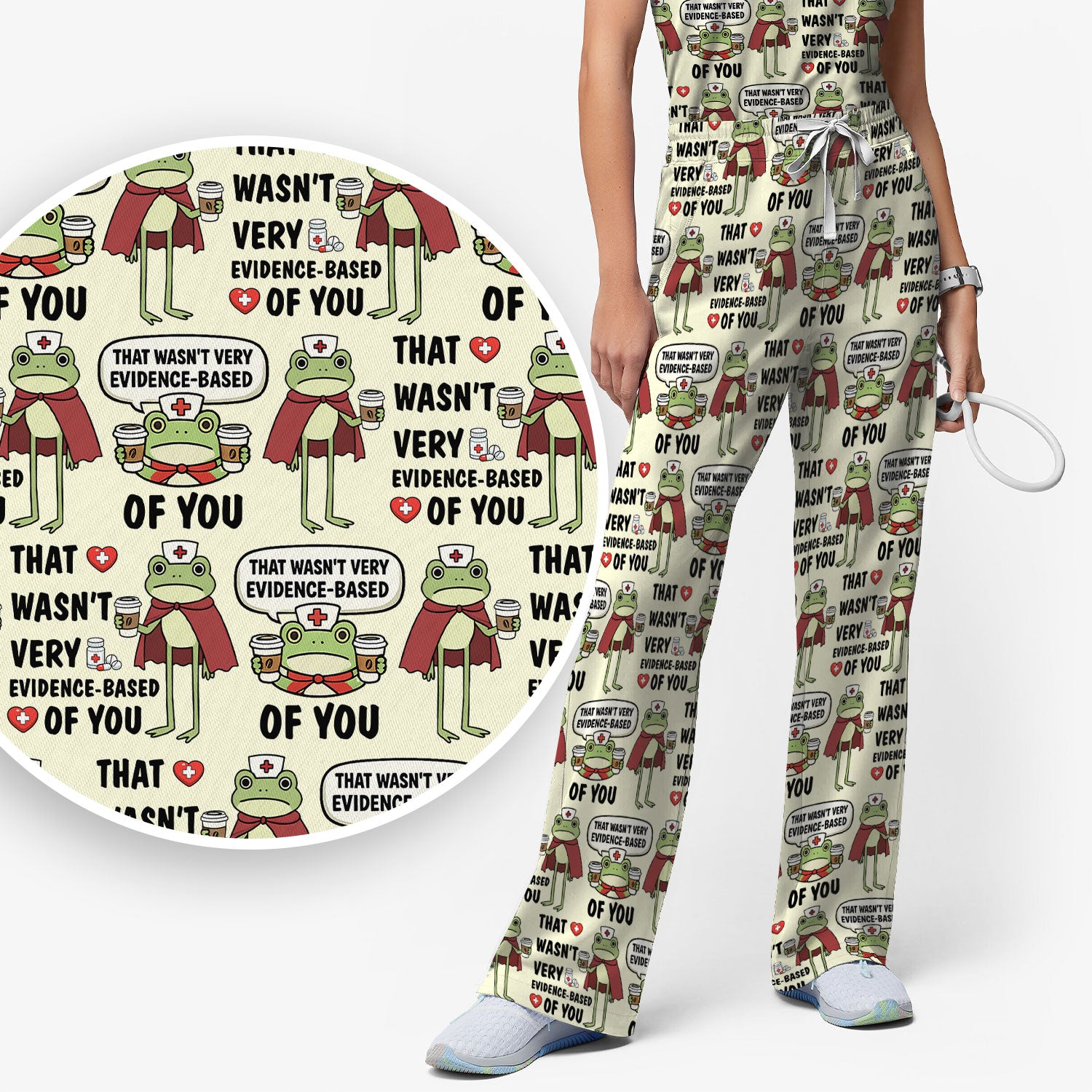 Funny Frog Nurse Quote Medical Pattern, Women's Scrub Set