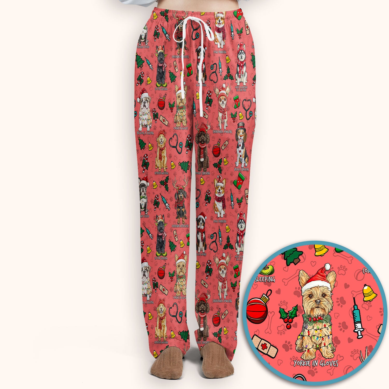 Cute Christmas Dog Scrubs Sets for Nurses - Corgi, Dachshund, Husky, Poodle & Labrador - Funny Holiday Medical Uniform for RN CNA LPN