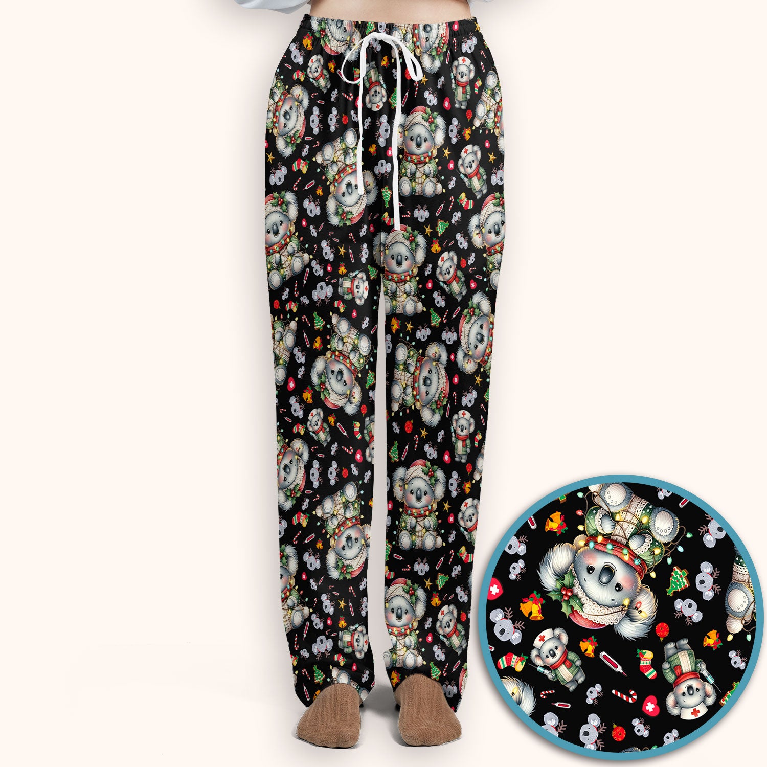 Christmas Koala Scrub Set - Cute Aussie Holiday Nursing Top and Pants - Funny Animal Medical Uniform
