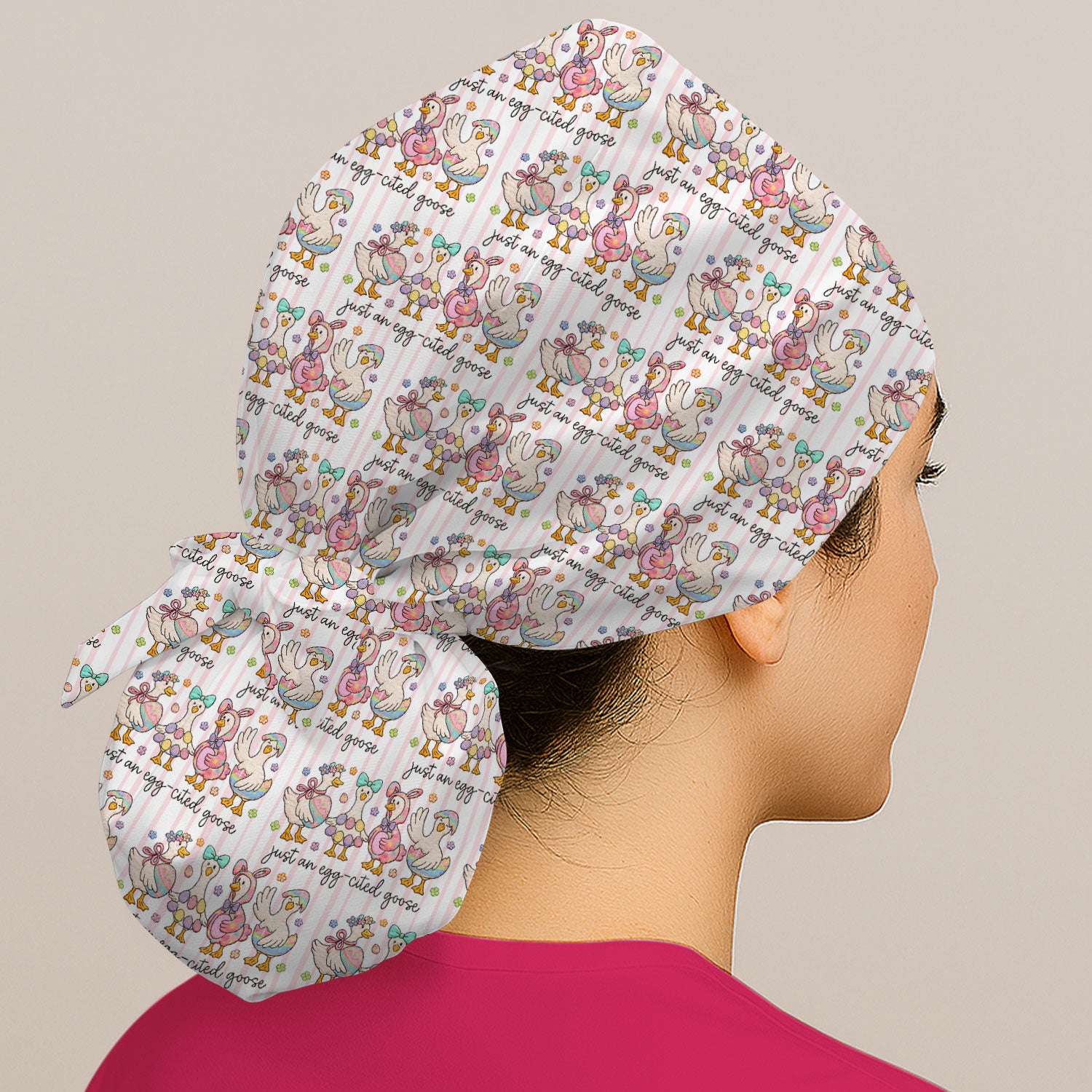 Cute Easter Goose Egg Pattern Caps, Breathable Fabrics Caps Uniform
