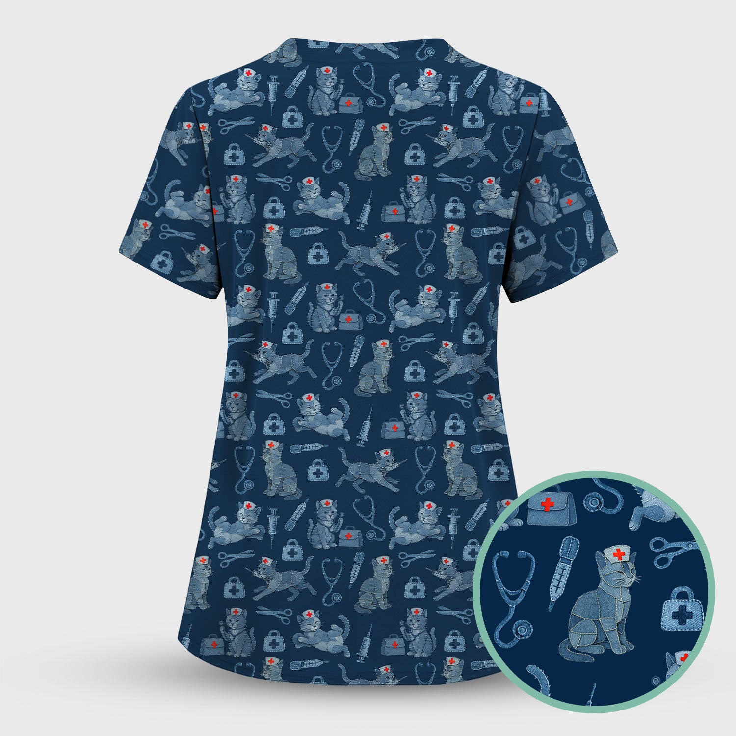 Cute Cat Scrubs for Women - Funny Kitty Pattern Scrub Top & Pants - Playful Nurse Scrubs with Charming Cat Print for Healthcare Workers