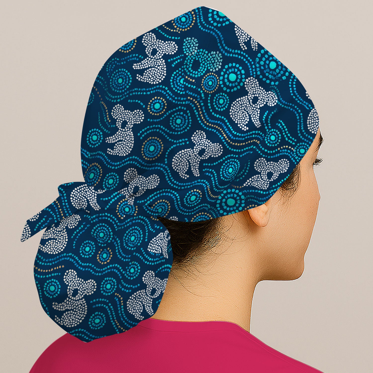Australian Koala Aboriginal Dot Art Scrub Cap, Aboriginal Pattern Hat, Breathable Nursing Uniform