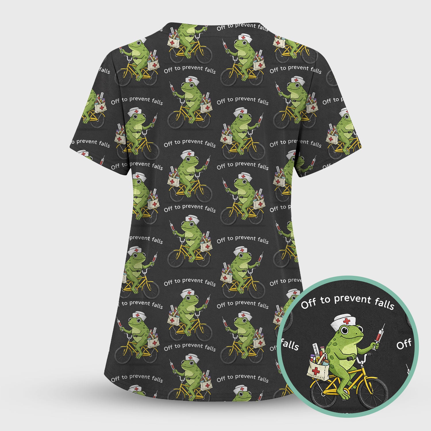 Cute Frog Riding Bike With Funny Quote Scrub Top, Comfortable Scrubs for Nurses