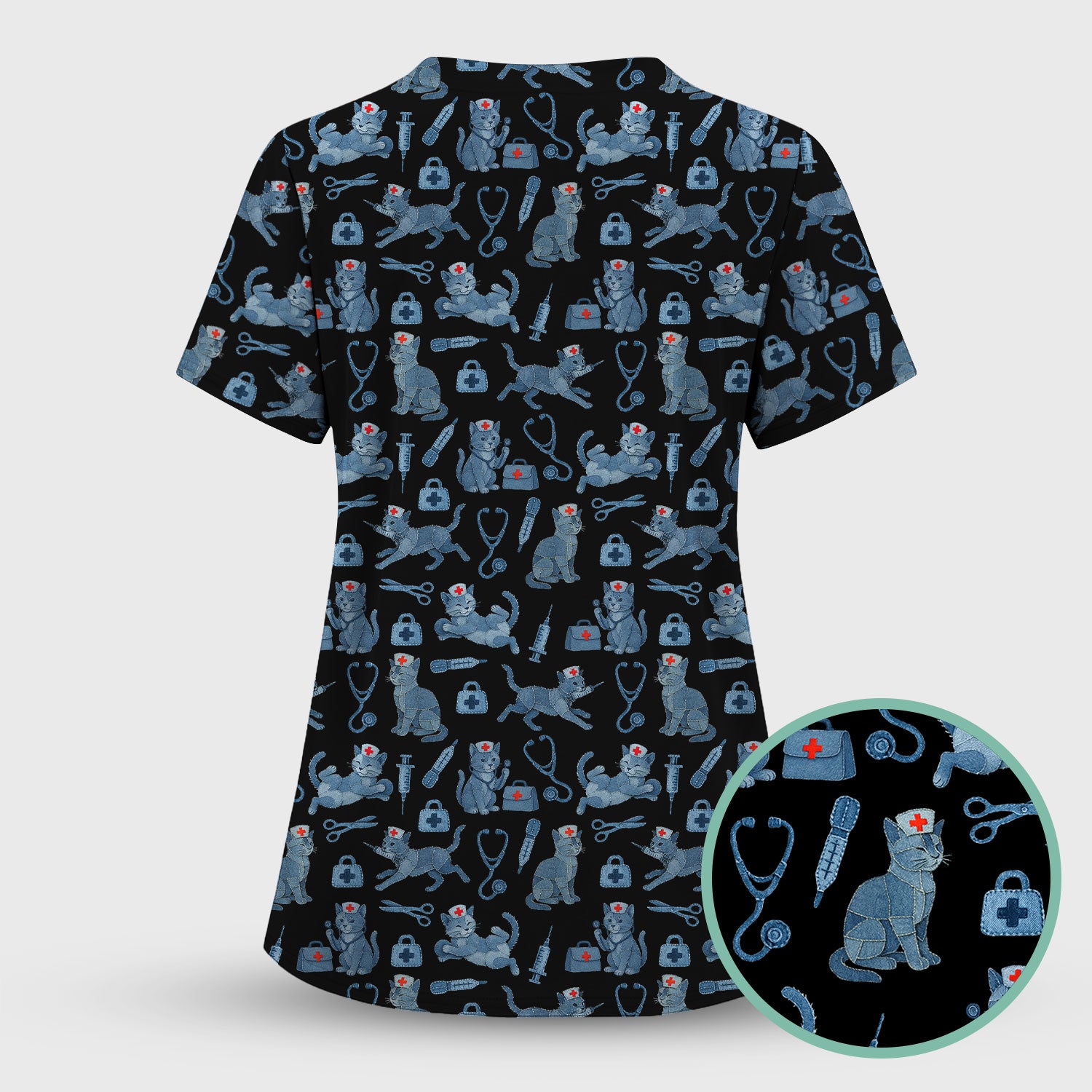 Cute Cat Scrubs for Women - Funny Kitty Pattern Scrub Top & Pants - Playful Nurse Scrubs with Charming Cat Print for Healthcare Workers