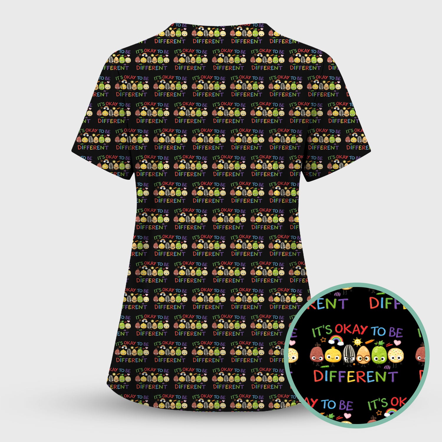 Autism Awareness Nurse Scrub Top, It’s Okay To Be Different Pattern Nurses Shirt, Comfortable Uniform Scrubs For Nursing