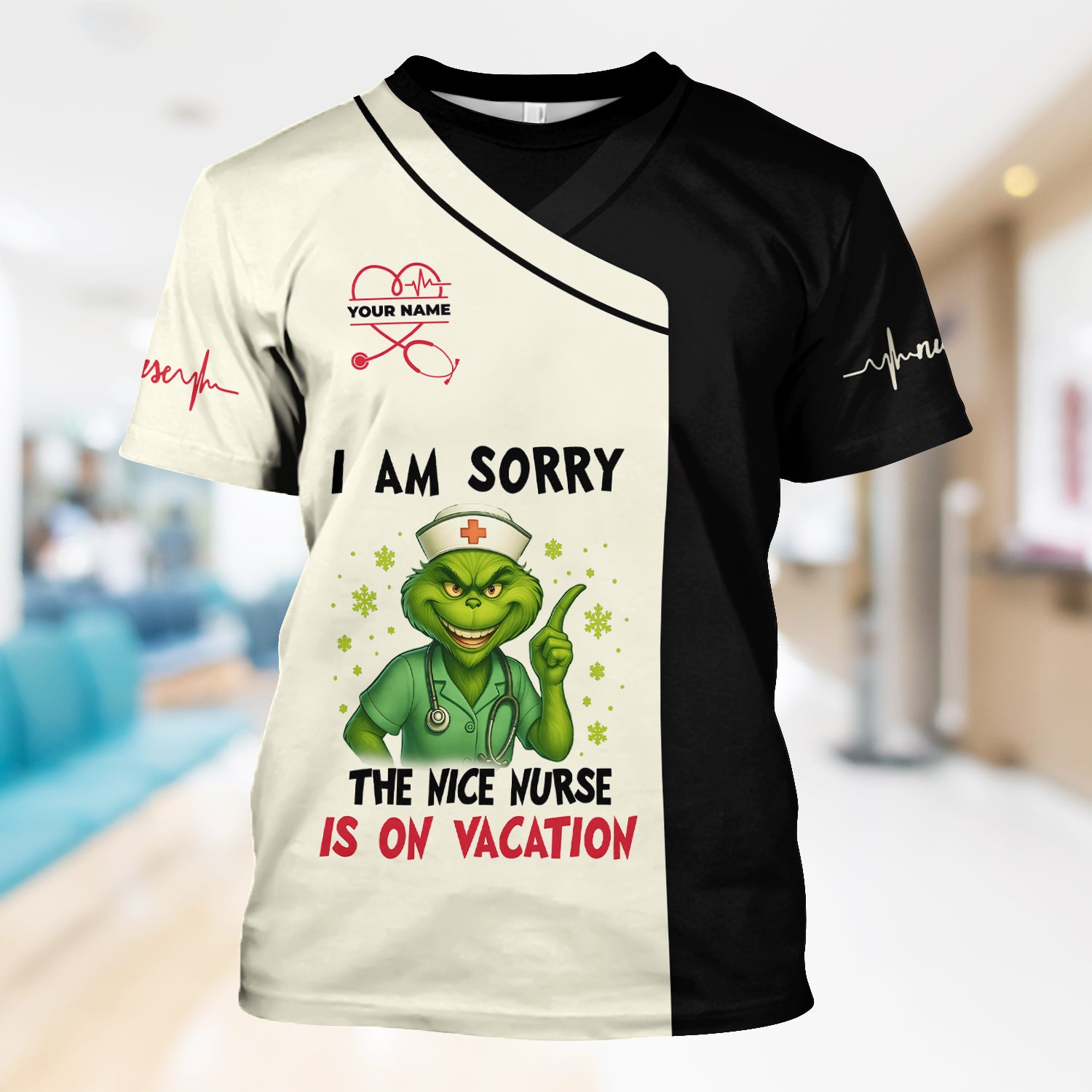 Personalized Funny Nurse Christmas Shirt - The Nice Nurse Is On Vacation Sarcastic Quote - Gift for RN LPN CNA