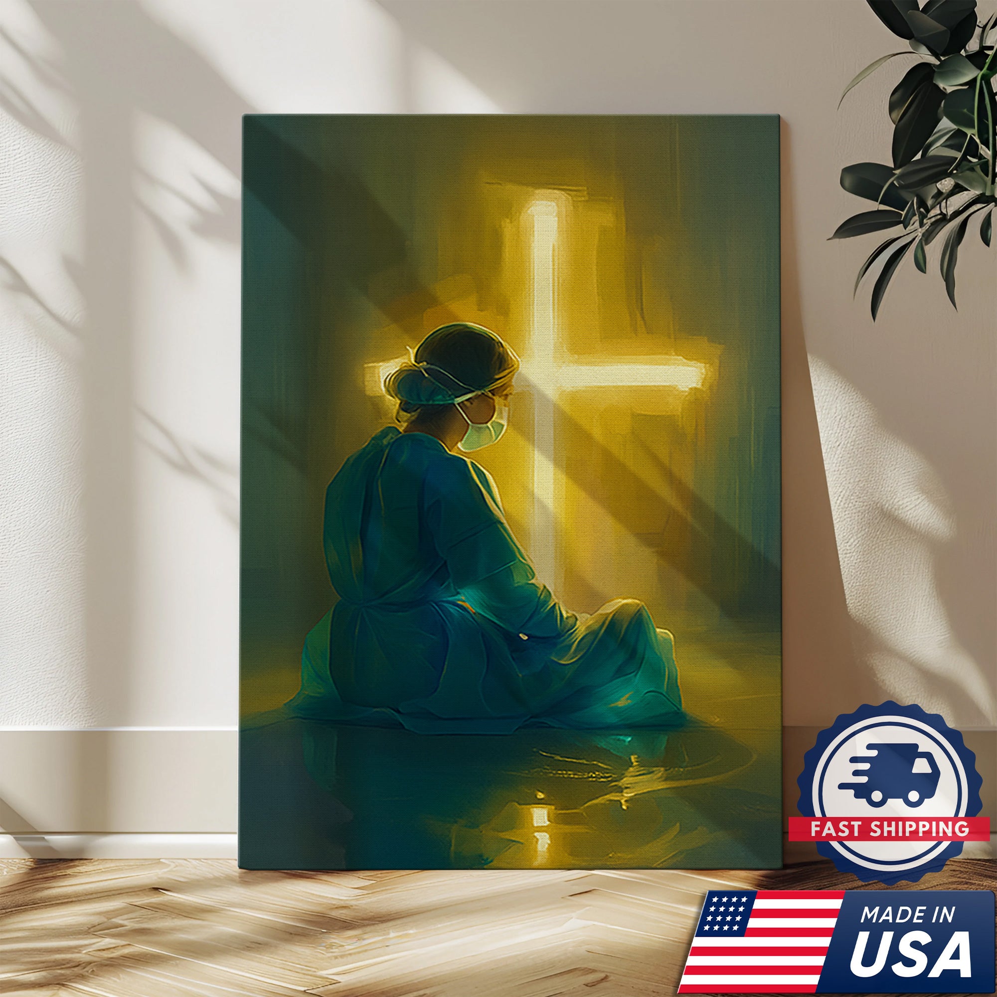 Nurse Christian Canvas Art, Religious Nurse Gift, Spiritual Gift for RN LPN CNA Healthcare Workers