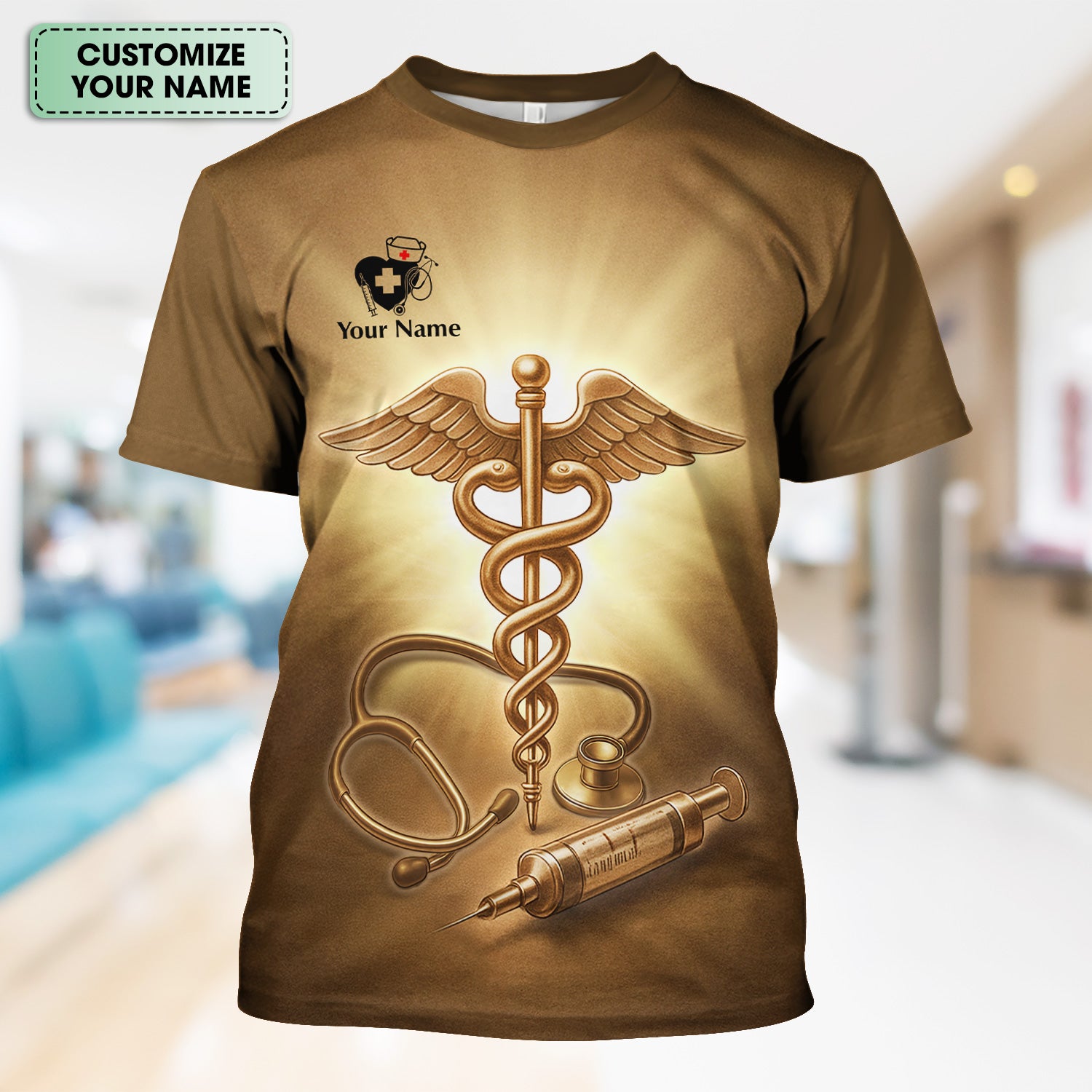 Personalized Christian Nurse Prayer Shirt - A Nurse's Prayer & Caduceus Symbol Graphic Tee - Gift for RN LPN CNA