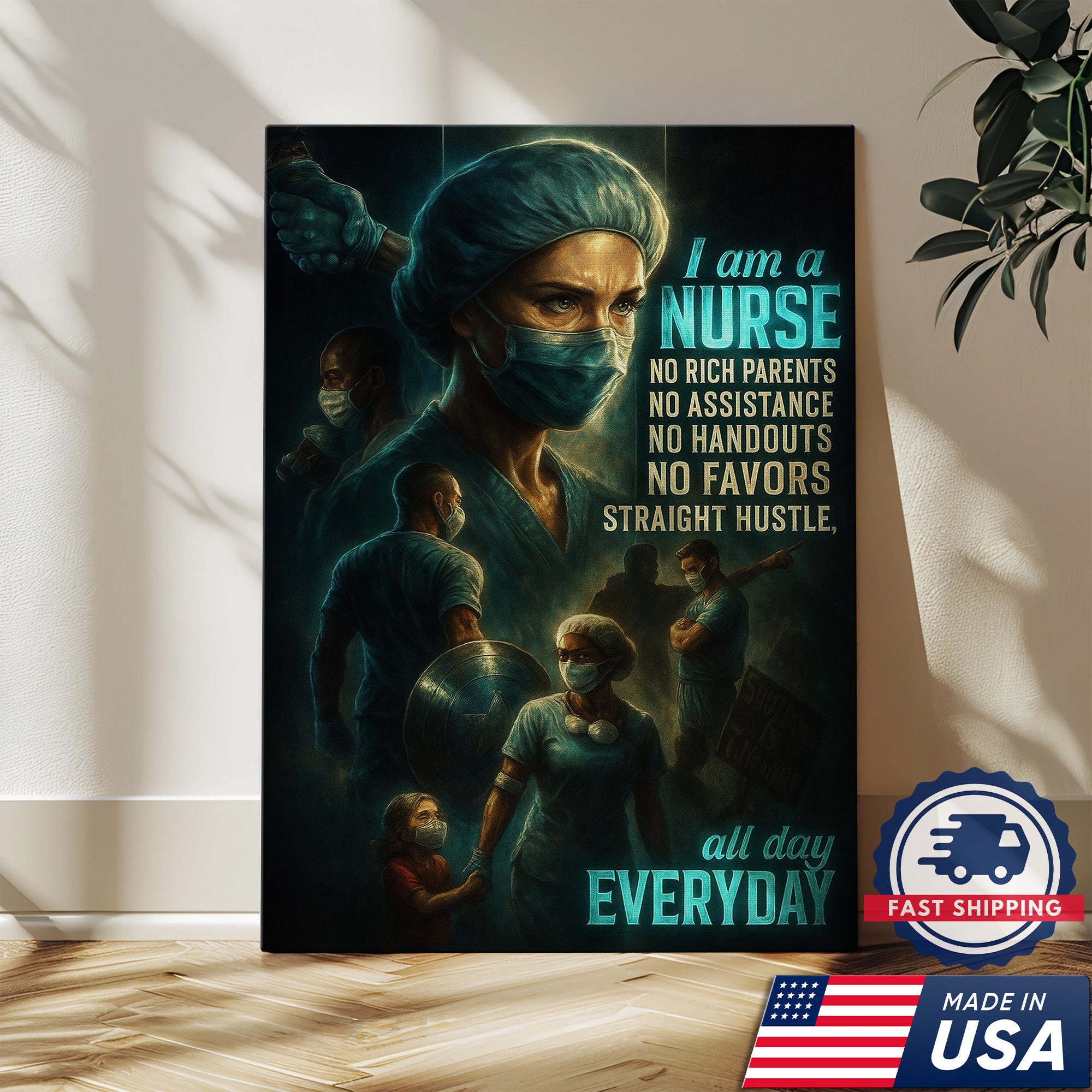 I Am A Nurse Canvas, Motivational Gift for RN LPN CNA Healthcare Workers, Home Office Wall Decor