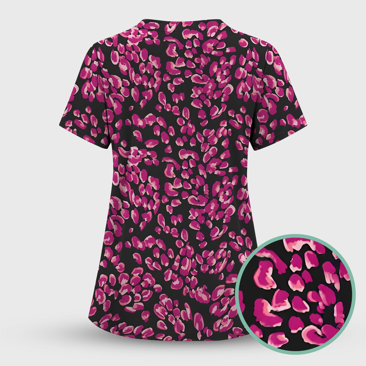 Falling Pink Rose Petals All Over Print Scrub Top, Comfortable Scrubs for Nurses