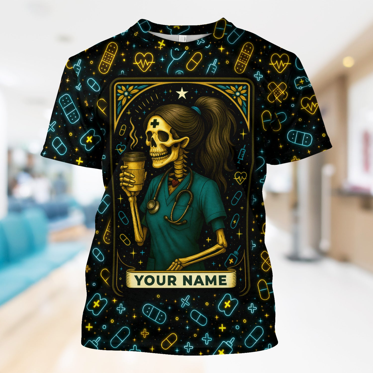 Personalized Nurse Scrub Shirt - Custom RN CNA LPN Uniform Top with Funny or Faith Design - Unique Gift for Healthcare Workers