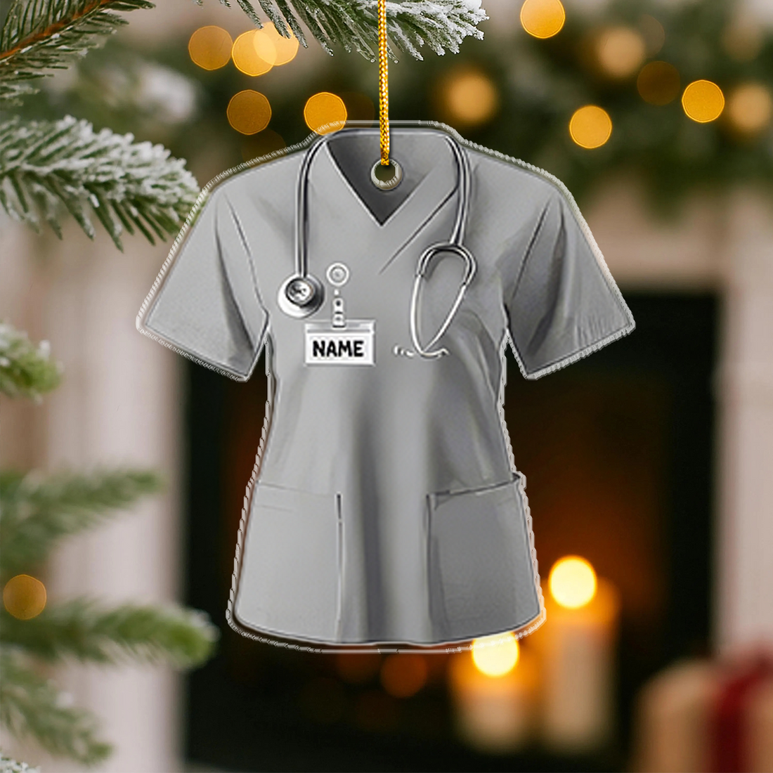 Personalized Nurse Scrubs Ornament, Nurse Uniform Ornament, Custom Name Nurse Ornament Gift for CNA RN LPN