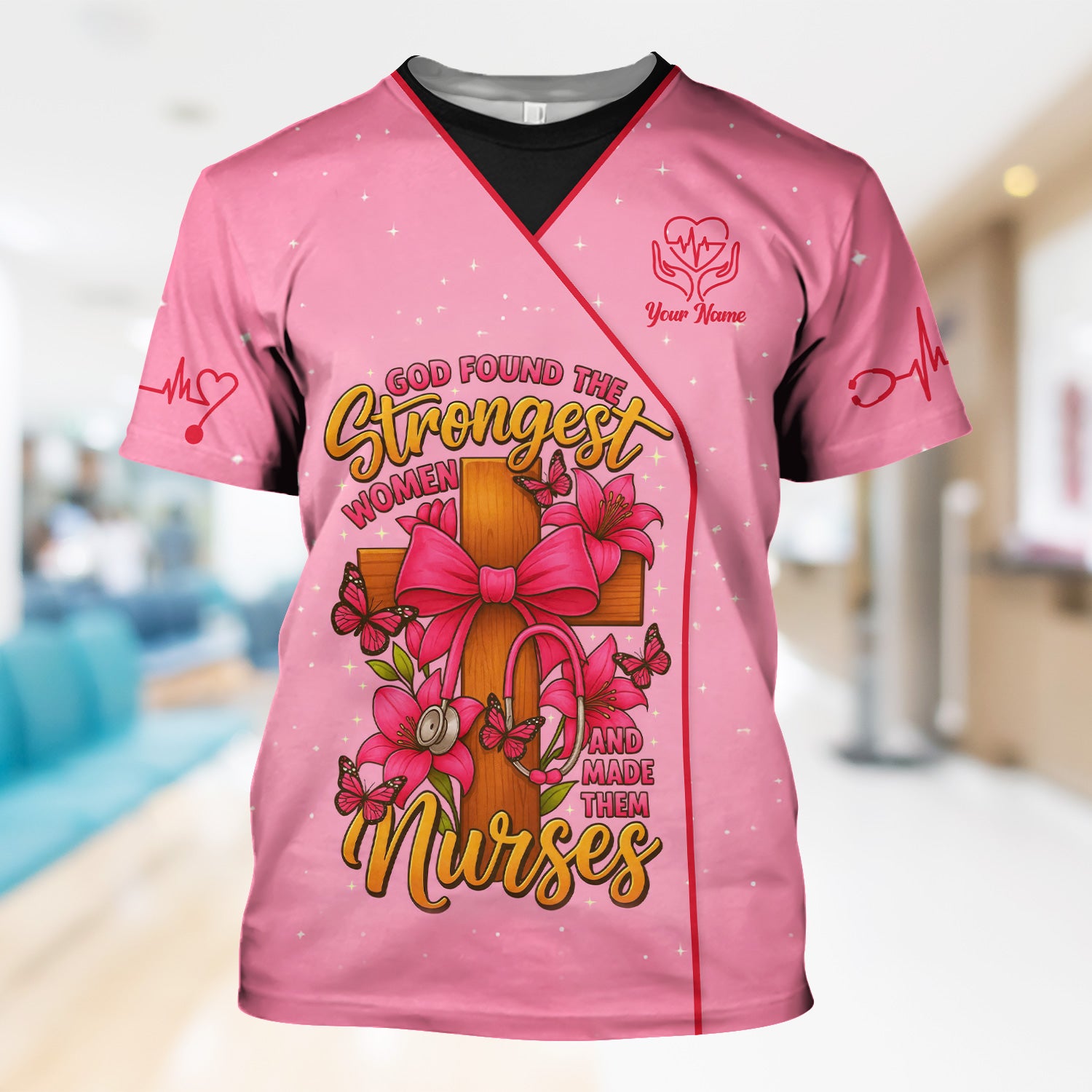 Personalized Christian Nurse T-Shirt - Strongest Women Made Nurses Design - Gift for Women RN LPN & Healthcare Workers