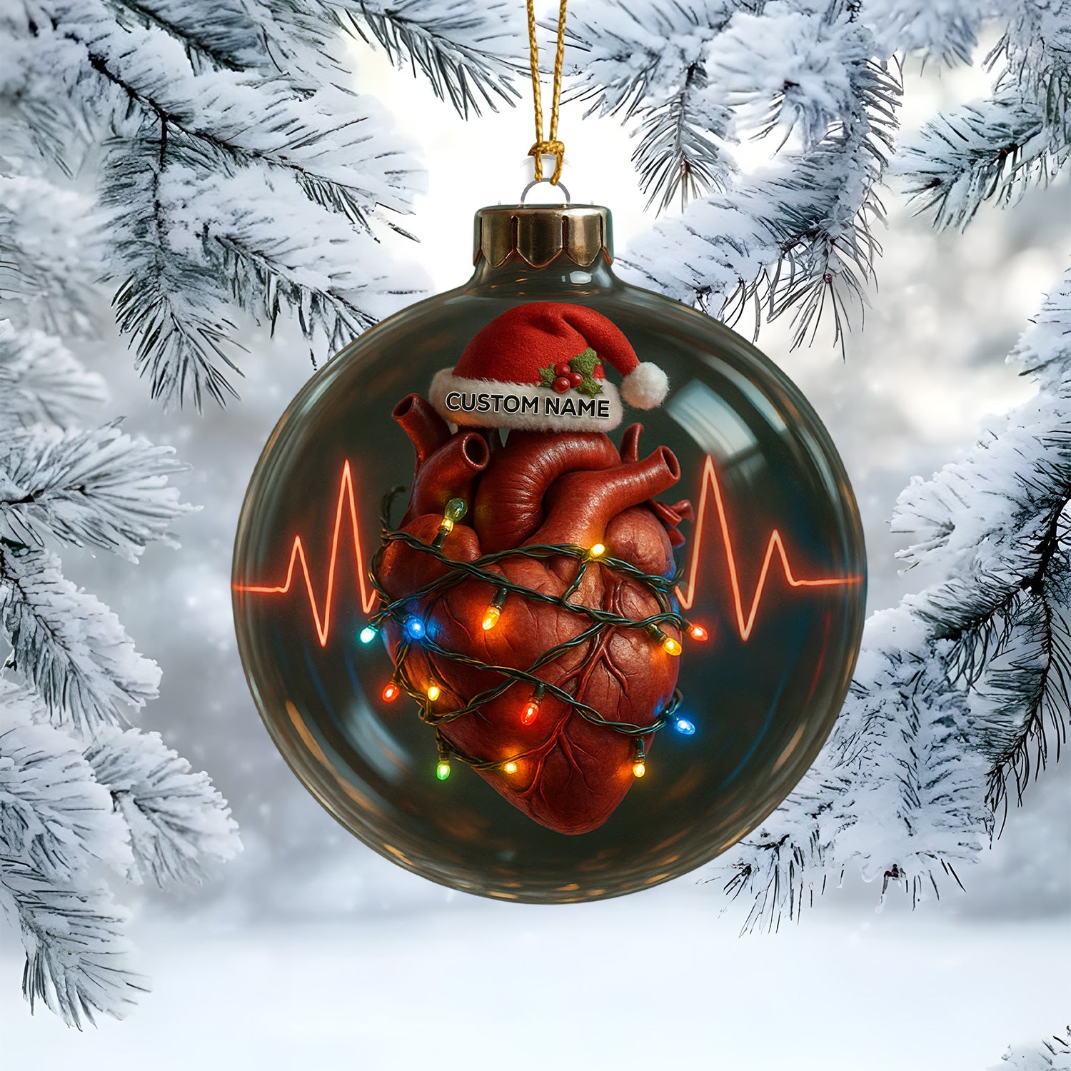 Personalized Anatomical Heart Christmas Ornament, Custom Name Medical Heart Ornament, Nurse Doctor Heartbeat Tree Decor, Medical Christmas Gift