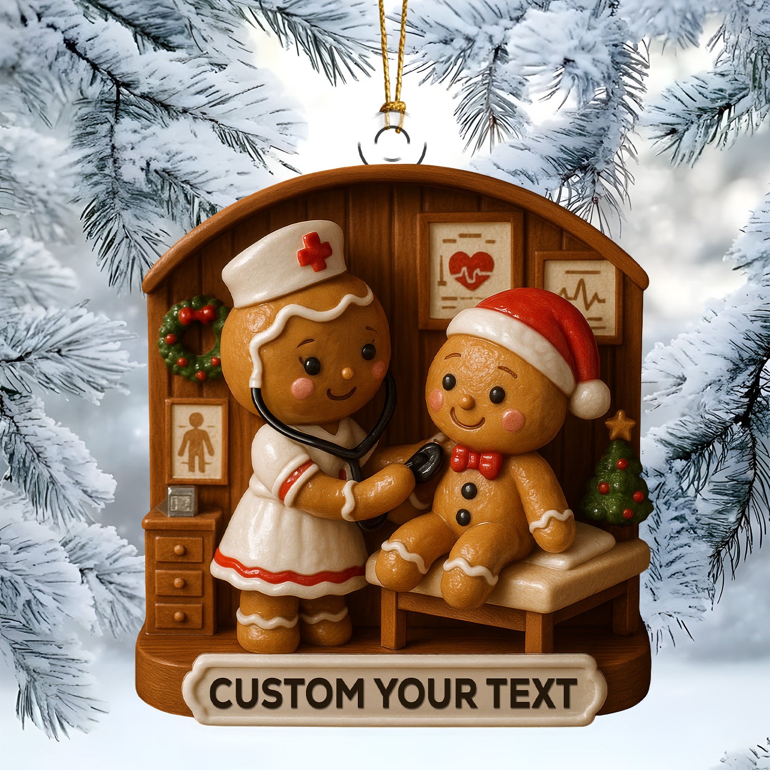 Personalized Gingerbread Nurse Christmas Ornament , Nursing Ornament With Custom Name, Nurse Xmas RN Gift
