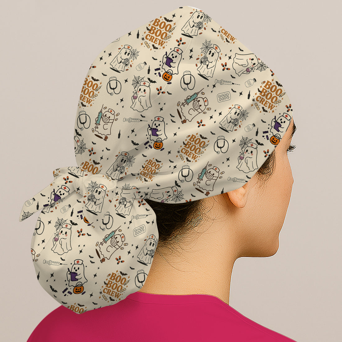 Boo Boo Crew Halloween Nurse Scrub Cap - Funny Ghost Nurse Surgical Hat - Gift for RN, CNA, LPN, Healthcare Worker