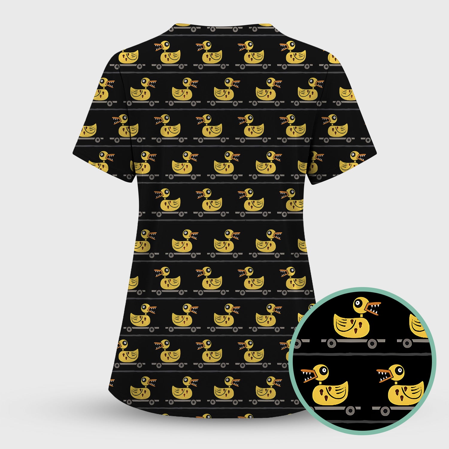 Spooky Rubber Duck Scrub Top, Cute Creepy Halloween Nursing Uniform