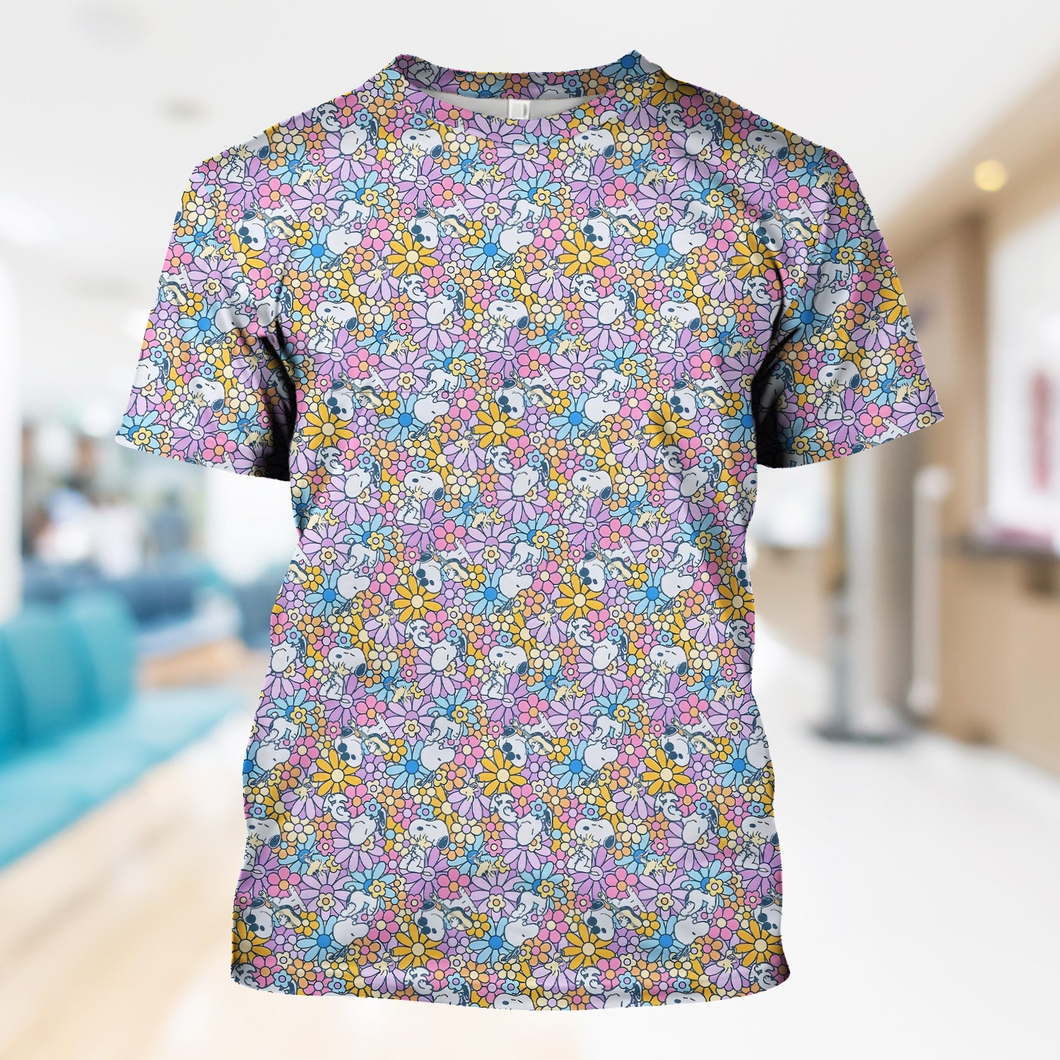 Funny Beagle Dog Nurse Shirt - Floral & Cartoon Dog Graphic Design - Gift for Women RN LPN CNA