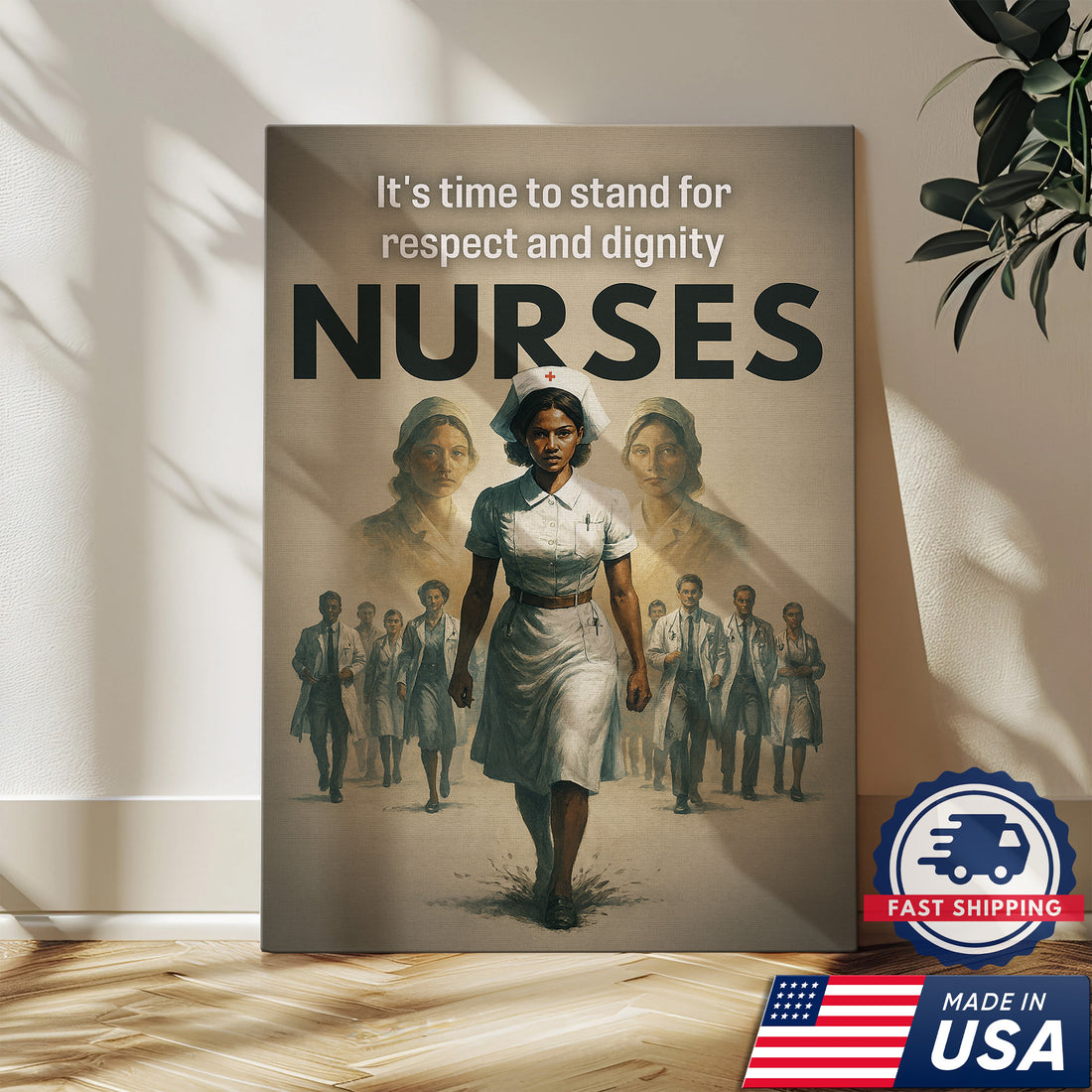 Nurses Respect & Dignity Apparel Canvas, Empowering Nurse Wall Decor, Healthcare Worker Appreciation Gift