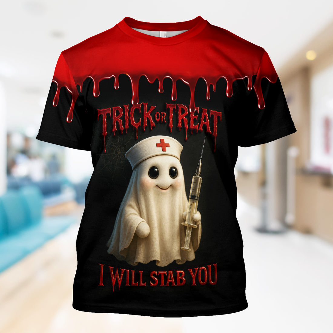 Funny Halloween Nurse T-shirt - Trick or Treat Boo Boo Crew with Syringe Design - Customizable Gift for Healthcare Workers, RN, LPN