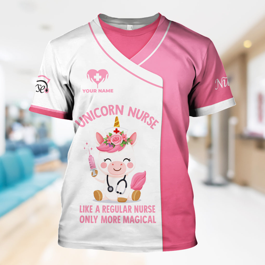 Personalized Unicorn Nurse Shirt - More Magical Funny Nurse Quote - Custom Name Gift for RN CNA LPN