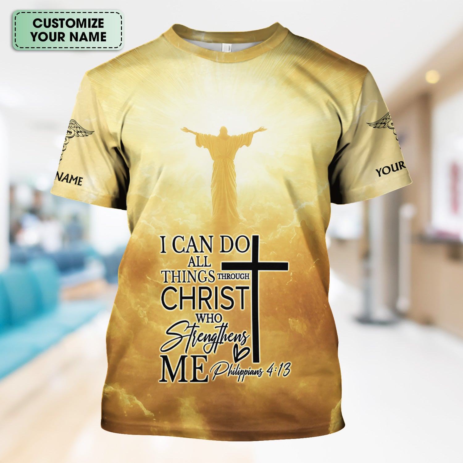 Personalized Nursing Faith Shirt for Women - Bible Verse All Things Through Christ - RN LPN CNA ER Gift