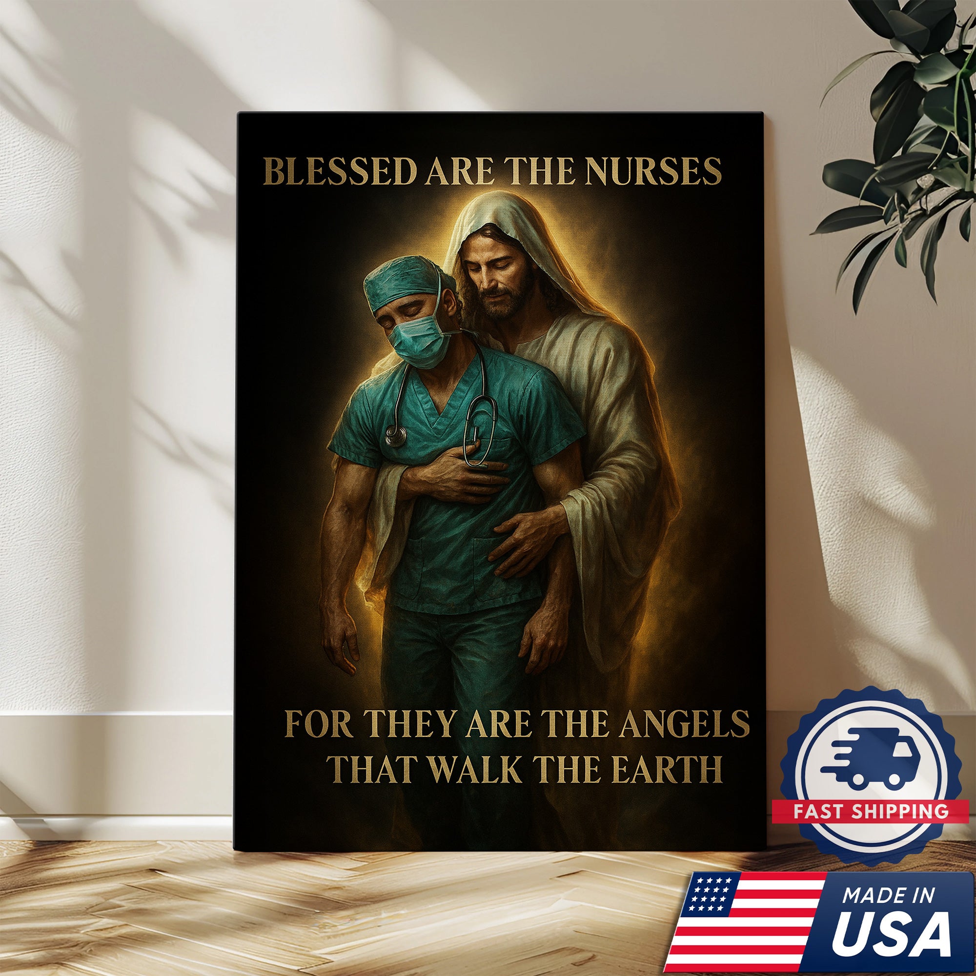 Blessed Are The Nurses Canvas, Jesus Blessed Nurses, Gift for RN LPN CNA