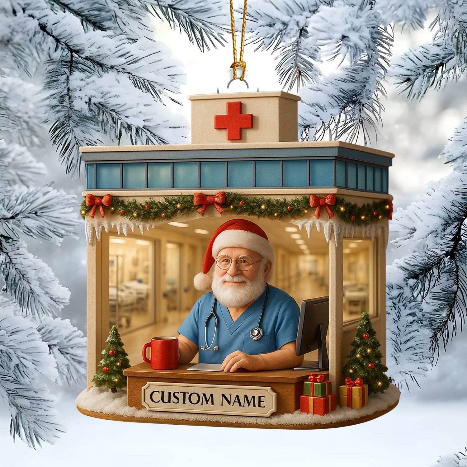 Personalized Doctor Office Ornament, Custom Name Medical Christmas Decor, Nurse & Healthcare Worker Holiday Gift for Clinic Staff