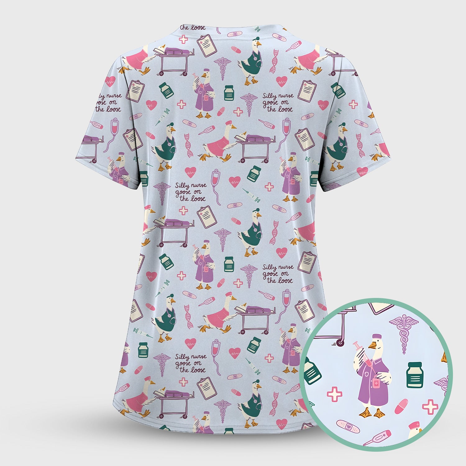 Goose Medical Humor Tools Pattern Scrub Top, Comfortable Scrubs for Nurses