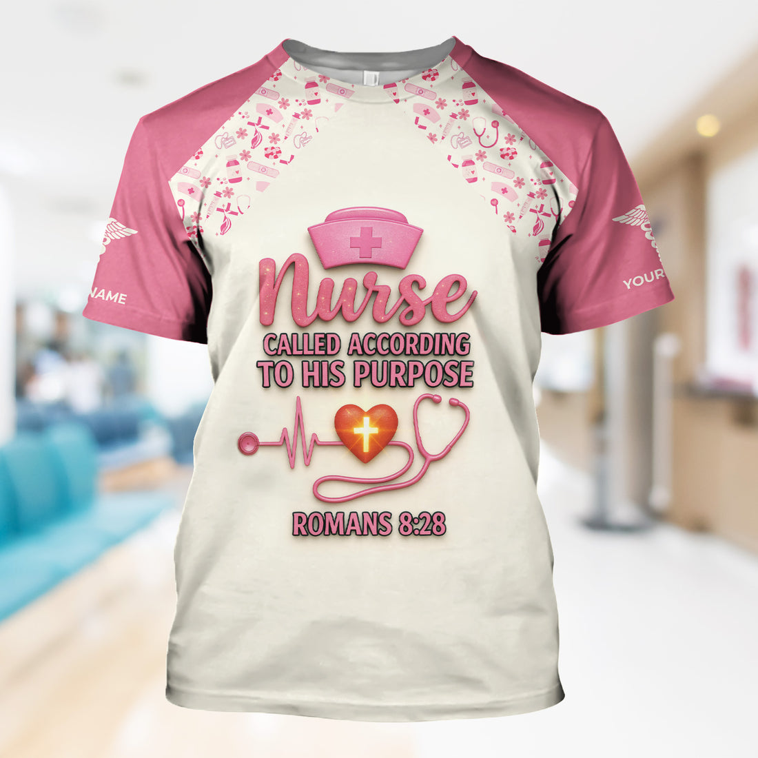 Personalized Faith Nurse T-Shirt - Called According To His Purpose Quote - Religious Gift for RN LPN Healthcare Workers
