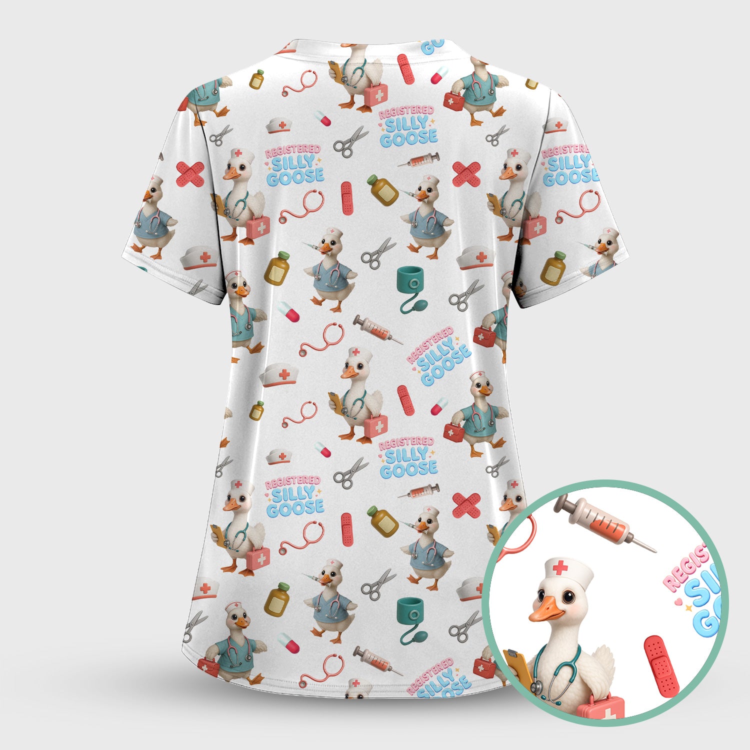 Funny Goose Nurse Scrubs for Women, Registered Silly Goose Set, Cute Medical Uniform for RN CNA LPN
