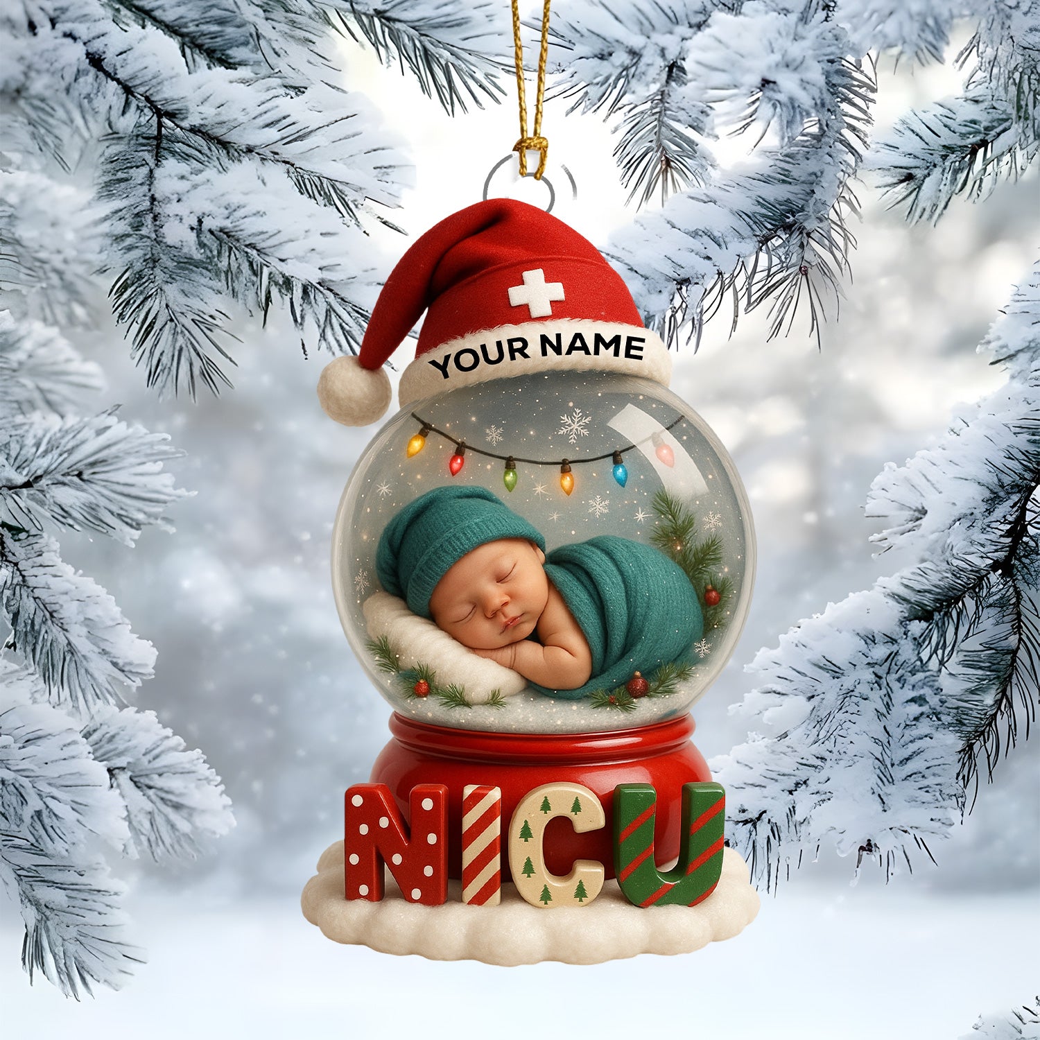 Personalized NICU Baby Ornament, Custom Name Newborn Christmas Keepsake, NICU Nurse Holiday Gift, Premature Baby Christmas Tree Decor